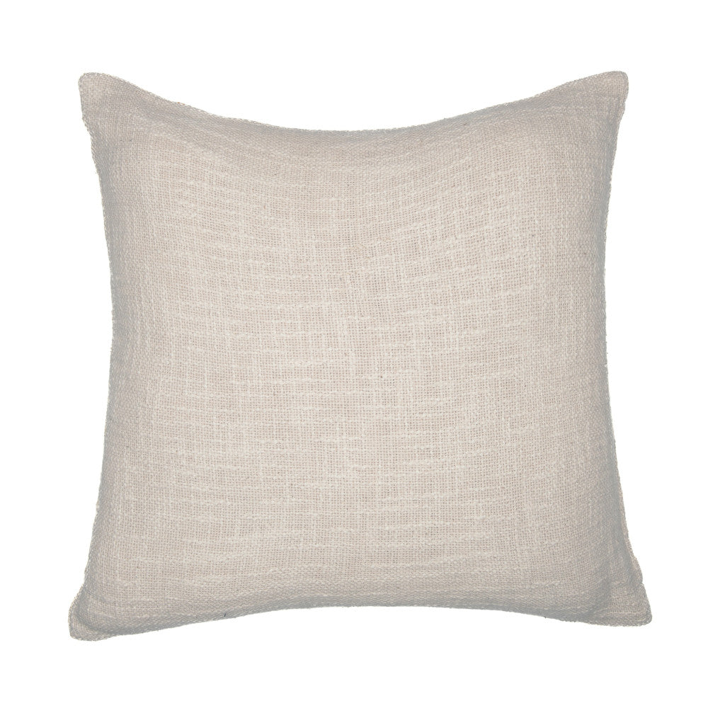 Yellow & Ivory Geometric Cotton Blend Pillow w/ Embroidery