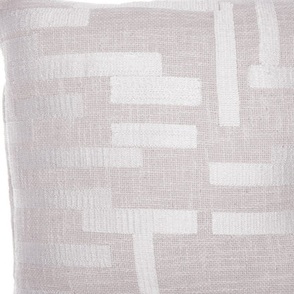 Ivory Geometric Cotton Blend Pillow w/ Embroidery