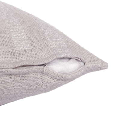 Ivory Geometric Cotton Blend Pillow w/ Embroidery