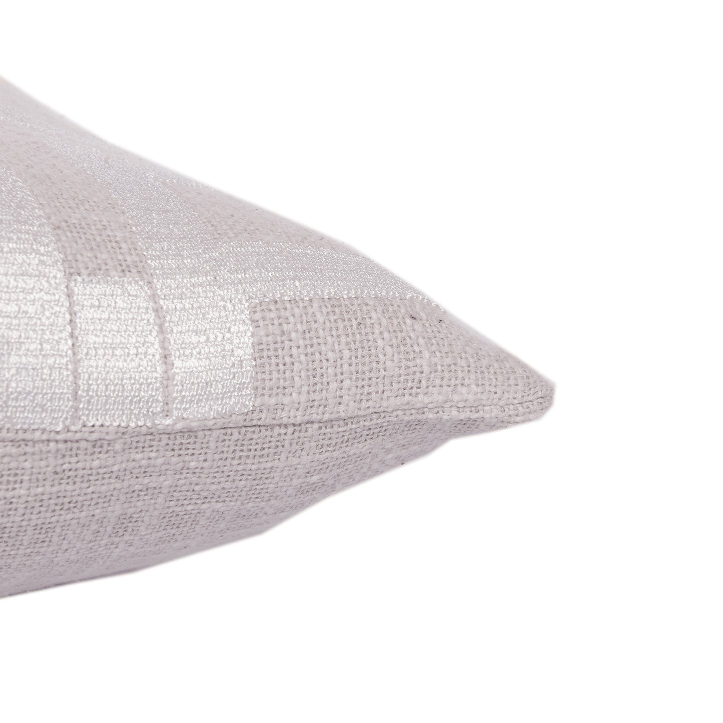Ivory Geometric Cotton Blend Pillow w/ Embroidery