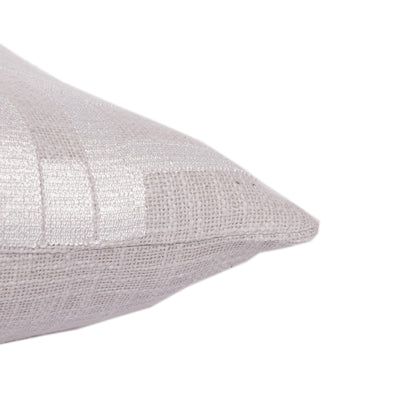 Ivory Geometric Cotton Blend Pillow w/ Embroidery