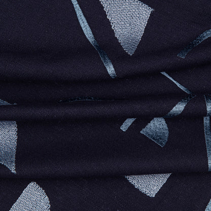 Blue Geometric Cotton Blend Pillow w/ Embroidery
