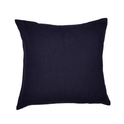 Blue Geometric Cotton Blend Pillow w/ Embroidery