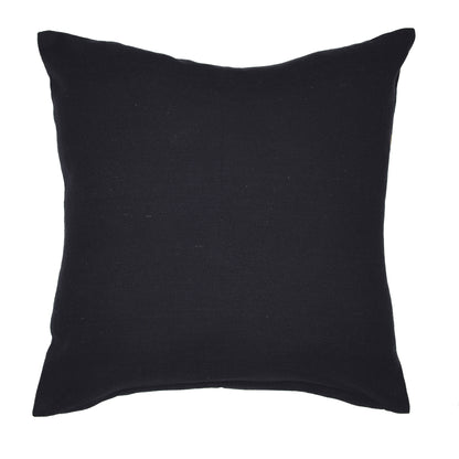 Beige & Black Geometric Cotton Blend Pillow w/ Embroidery