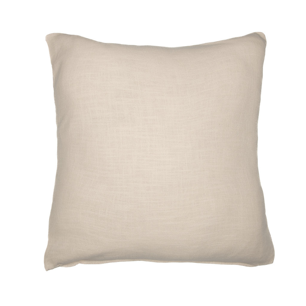Ivory & Blue Geometric Cotton Blend Pillow w/ Embroidery