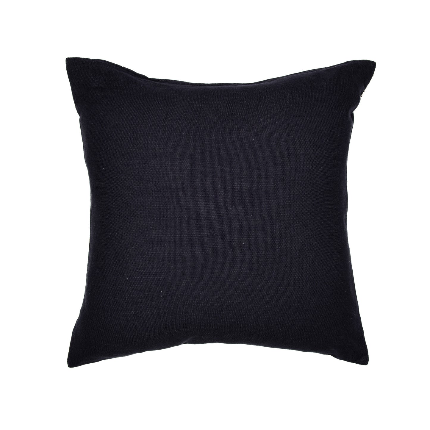 Blue & Beige Geometric Cotton Blend Pillow w/ Embroidery