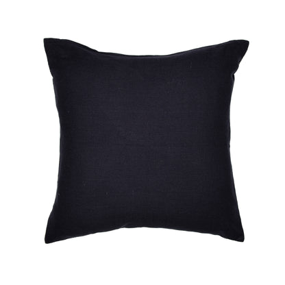 Blue & Beige Geometric Cotton Blend Pillow w/ Embroidery