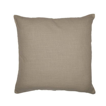 Beige Check Cotton Blend Pillow w/ Embroidery