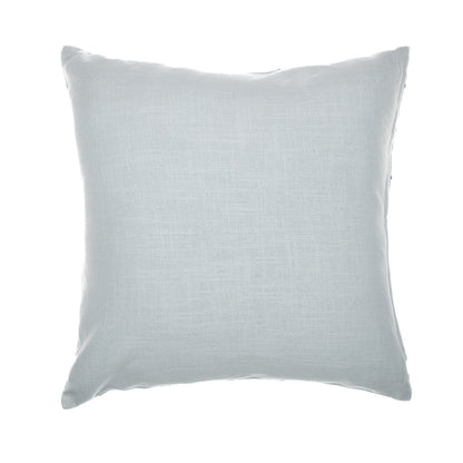 Light Blue Check Cotton Blend Pillow w/ Embroidery