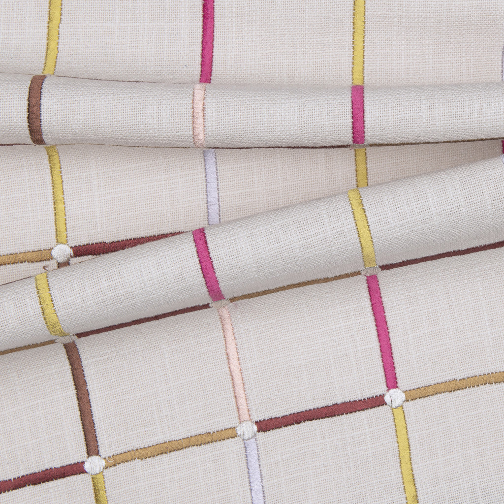 White Check Cotton Blend Pillow w/ Embroidery