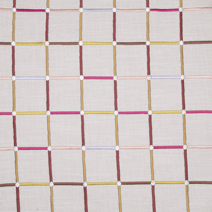 White Check Cotton Blend Pillow w/ Embroidery