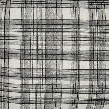 White & Black Check Cotton Blend Pillow w/ Embroidery