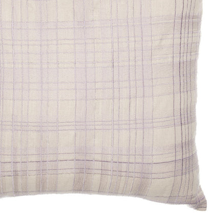 Ivory Check Cotton Blend Pillow w/ Embroidery