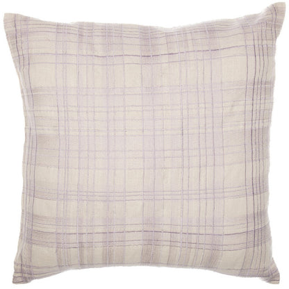 Ivory Check Cotton Blend Pillow w/ Embroidery
