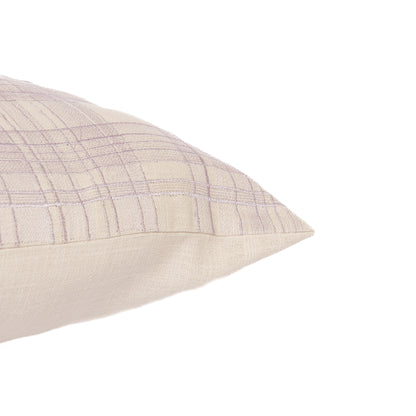 Ivory Check Cotton Blend Pillow w/ Embroidery