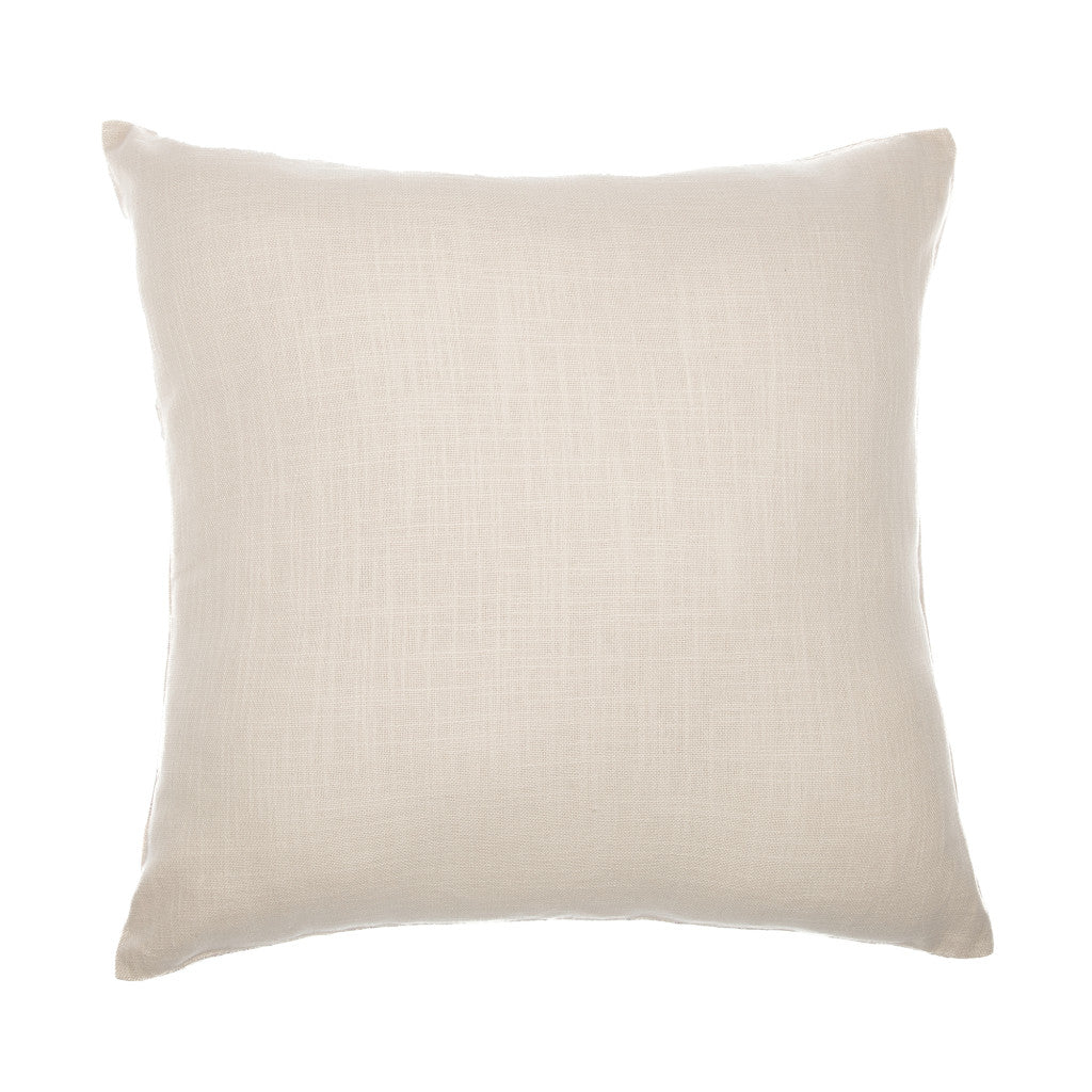 Ivory Check Cotton Blend Pillow w/ Embroidery