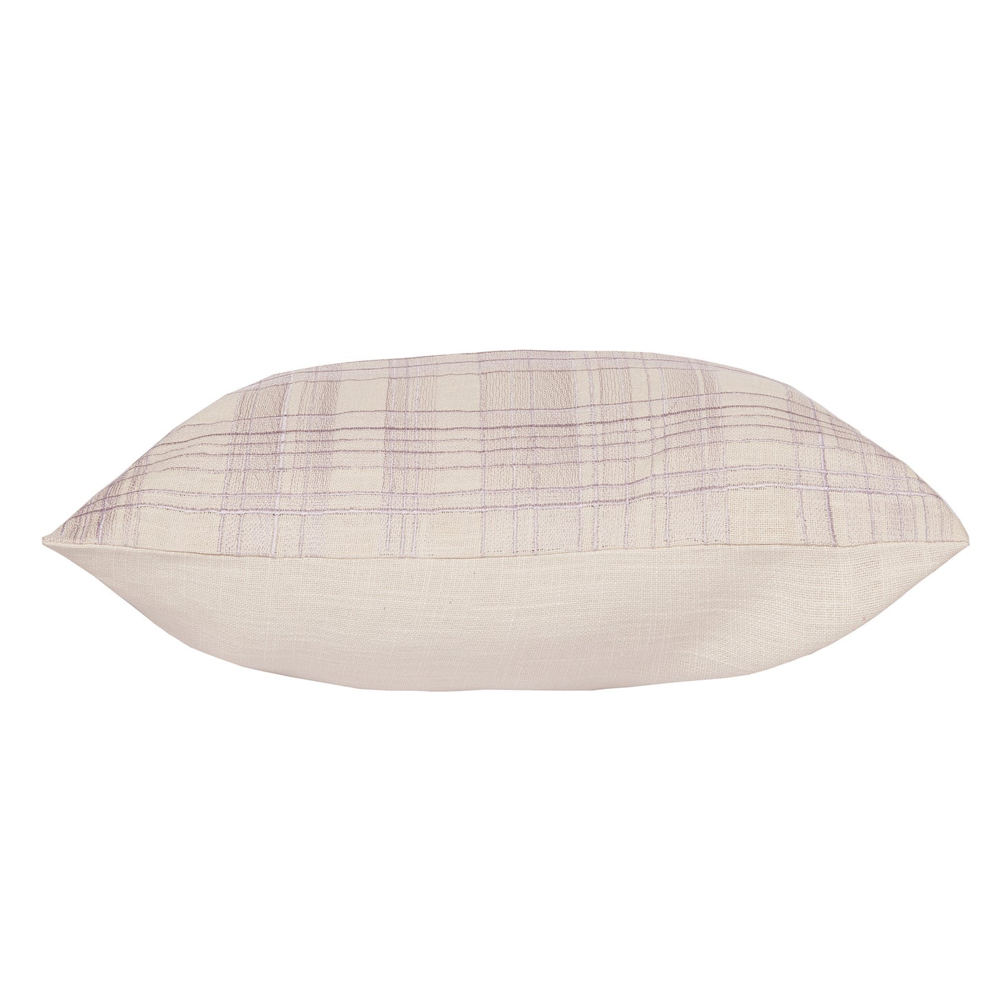 Ivory Check Cotton Blend Pillow w/ Embroidery