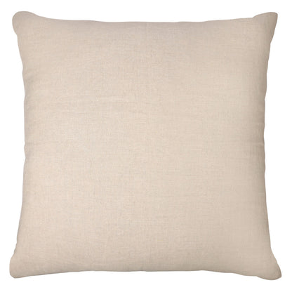 Beige & White Check Silk Pillow w/ Embroidery