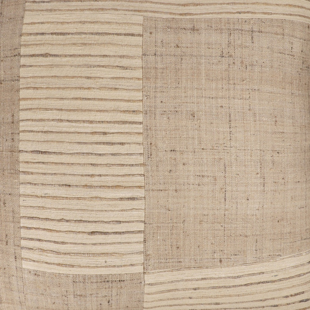Brown & Beige Geometric Silk Pillow w/ Embroidery