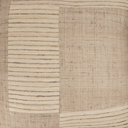 Brown & Beige Geometric Silk Pillow w/ Embroidery