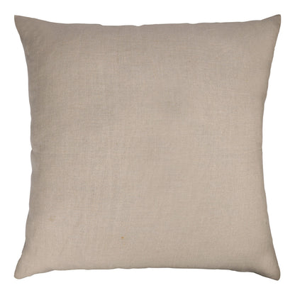 Brown & Beige Geometric Silk Pillow w/ Embroidery