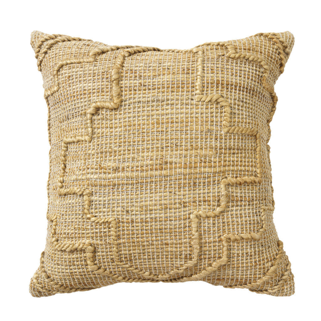 Natural Trellis Jute Pillow w/ Embroidery