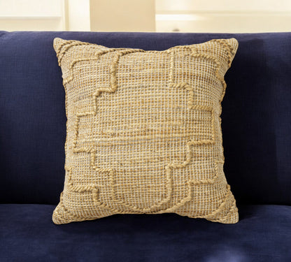 Natural Trellis Jute Pillow w/ Embroidery