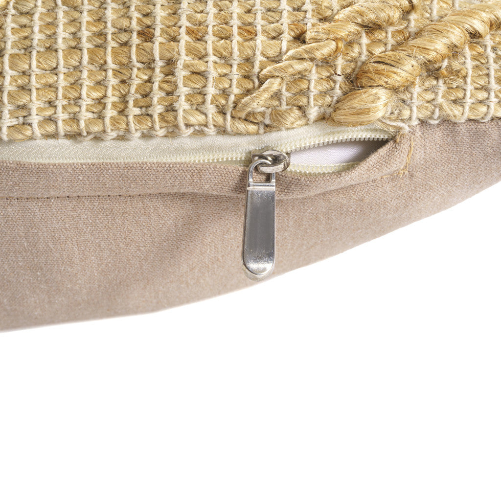 Natural Trellis Jute Pillow w/ Embroidery