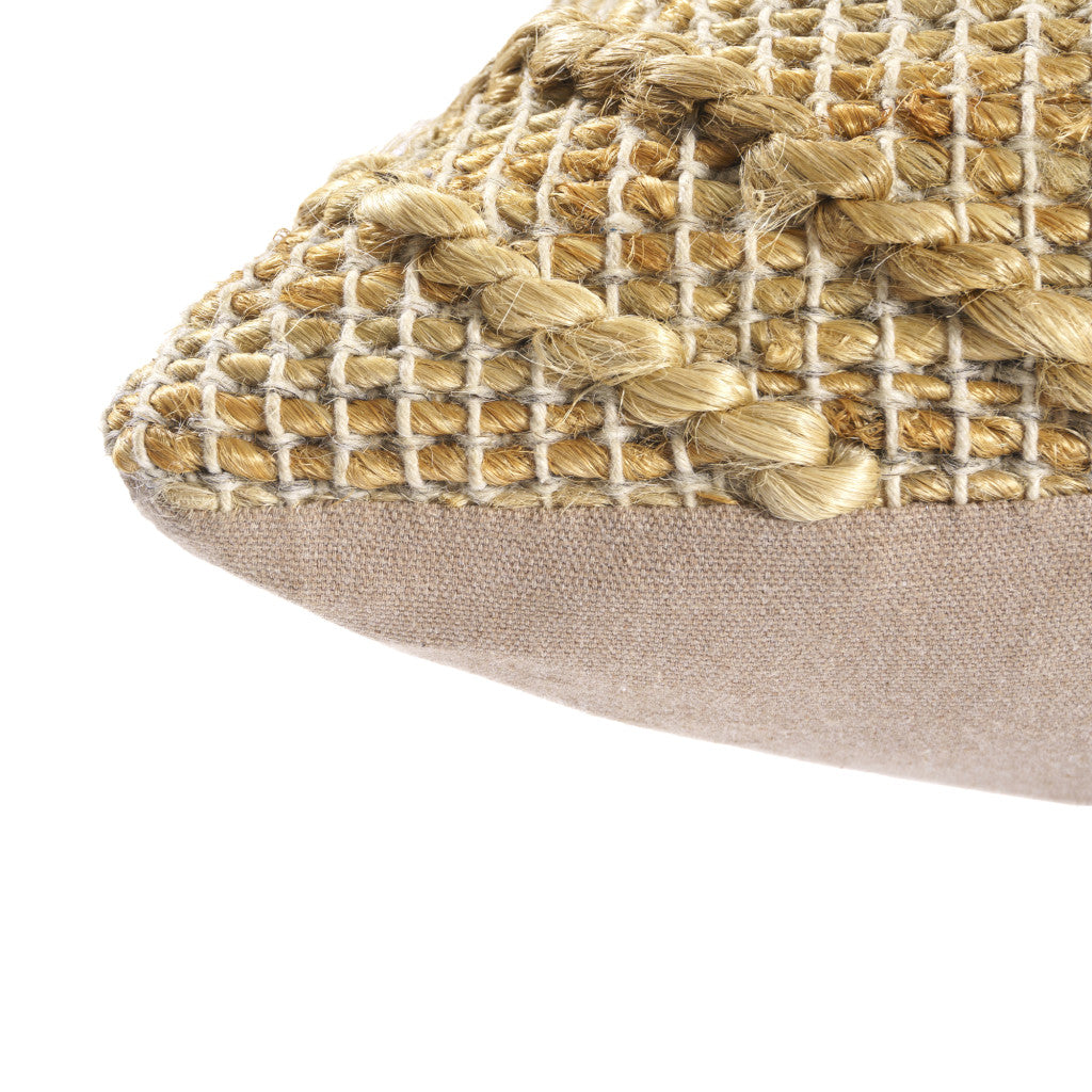 Natural Trellis Jute Pillow w/ Embroidery