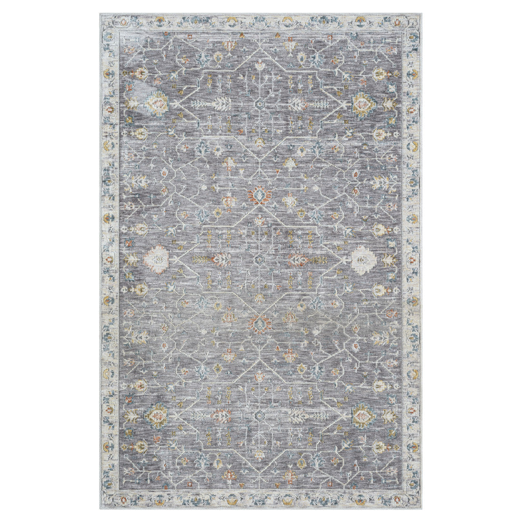 8 x 10 Gray & Ivory Floral Rug