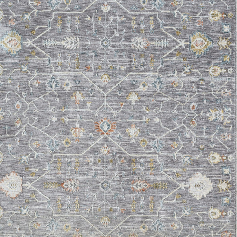 8 x 10 Gray & Ivory Floral Rug