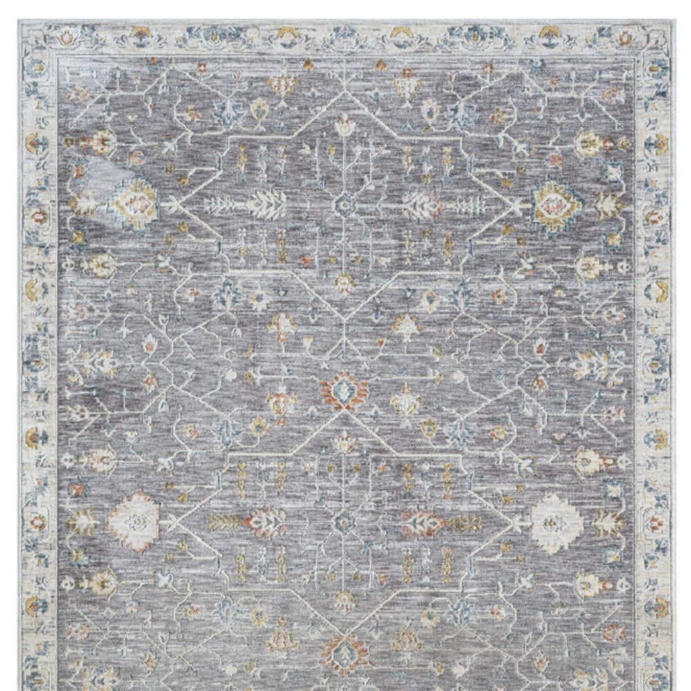 8 x 10 Gray & Ivory Floral Rug