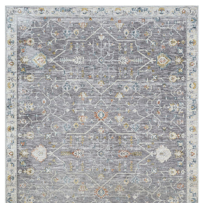 8 x 10 Gray & Ivory Floral Rug