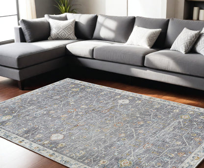 8 x 10 Gray & Ivory Floral Rug