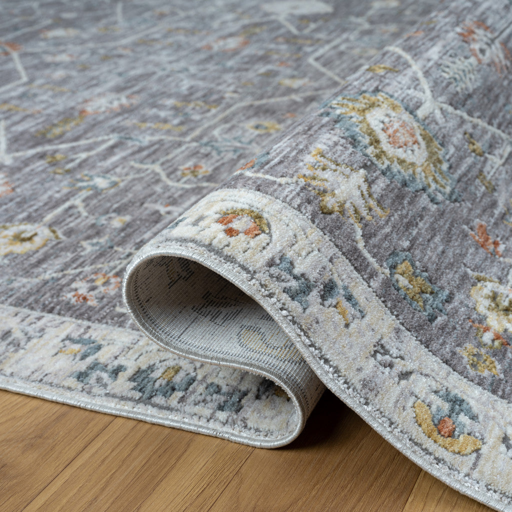 8 x 10 Gray & Ivory Floral Rug