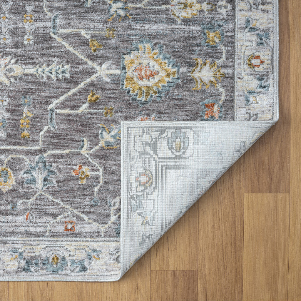 8 x 10 Gray & Ivory Floral Rug