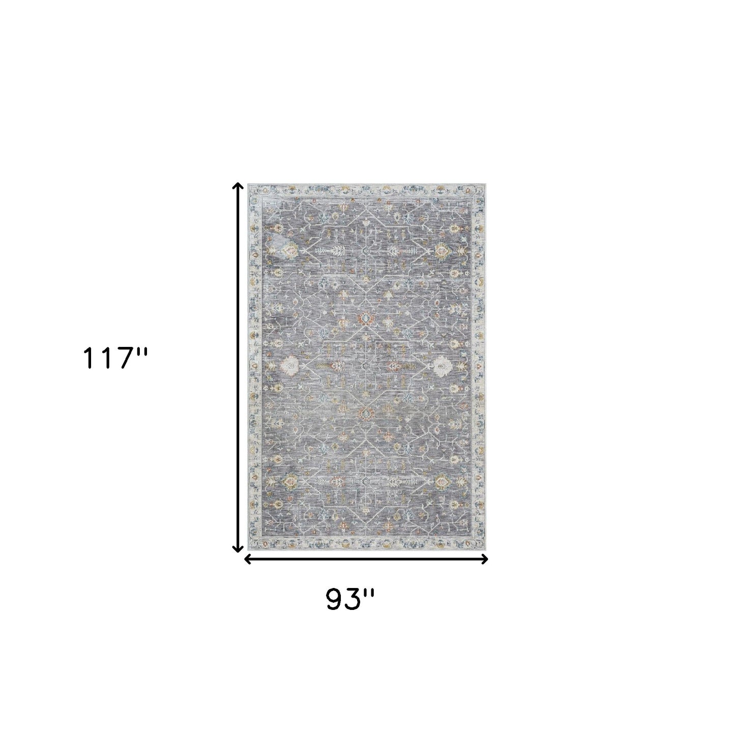 8 x 10 Gray & Ivory Floral Rug