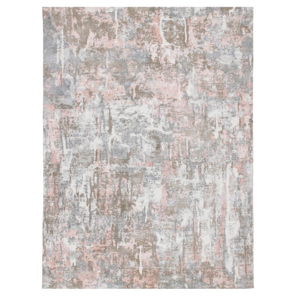 8 x 10 Gray & Pink Hand Loomed Rug