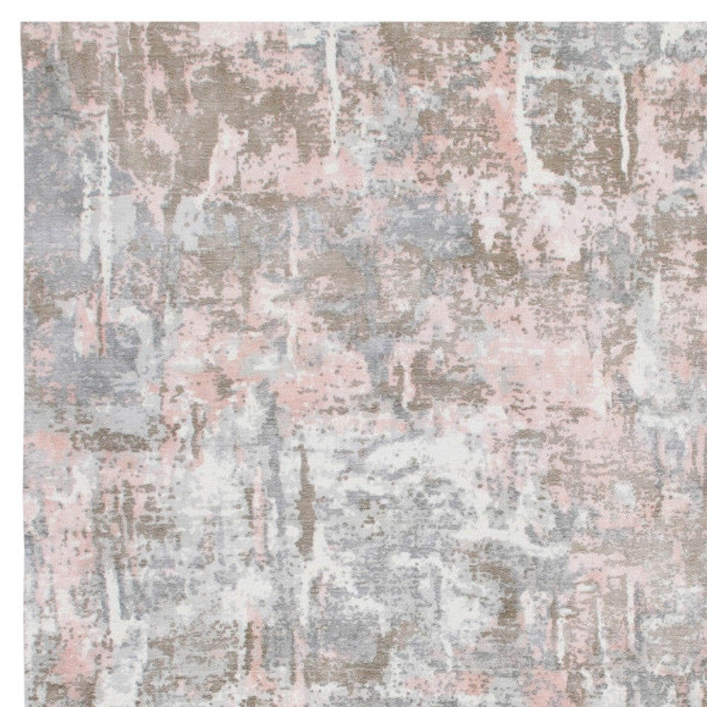 8 x 10 Gray & Pink Hand Loomed Rug