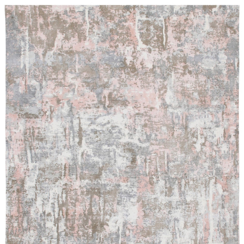 8 x 10 Gray & Pink Hand Loomed Rug