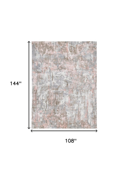 9 x 12 Gray & Pink Hand Loomed Rug