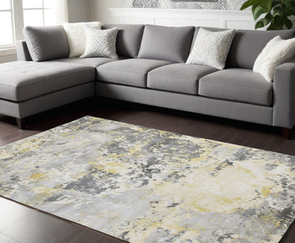 8 x 10 Gray & Yellow Hand Loomed Rug