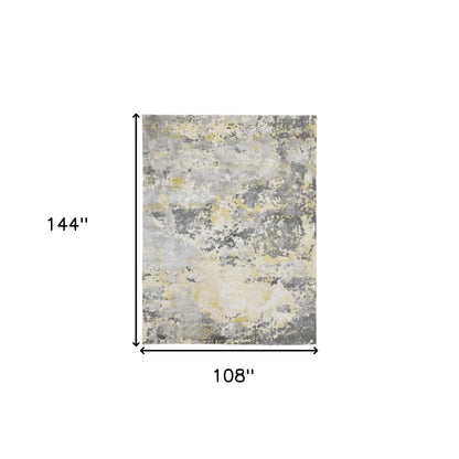 9 x 12 Gray & Yellow Hand Loomed Rug