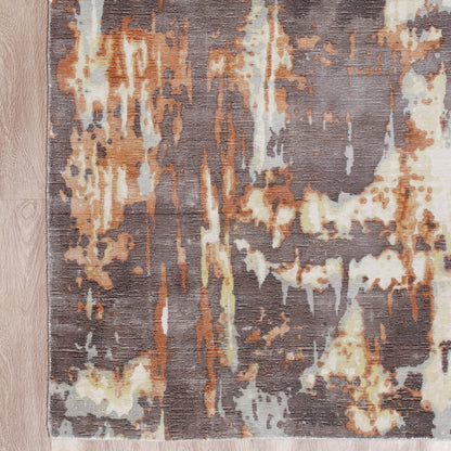 9 x 12 Brown & Tan Wool Blend Hand Loomed Rug