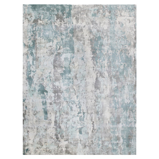 9 x 12 Ivory Blue & Gray Wool Blend Hand Loomed Rug