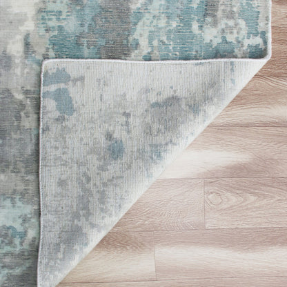 9 x 12 Ivory Blue & Gray Wool Blend Hand Loomed Rug