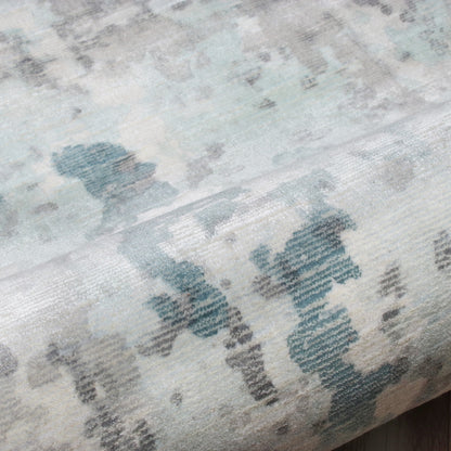 9 x 12 Ivory Blue & Gray Wool Blend Hand Loomed Rug