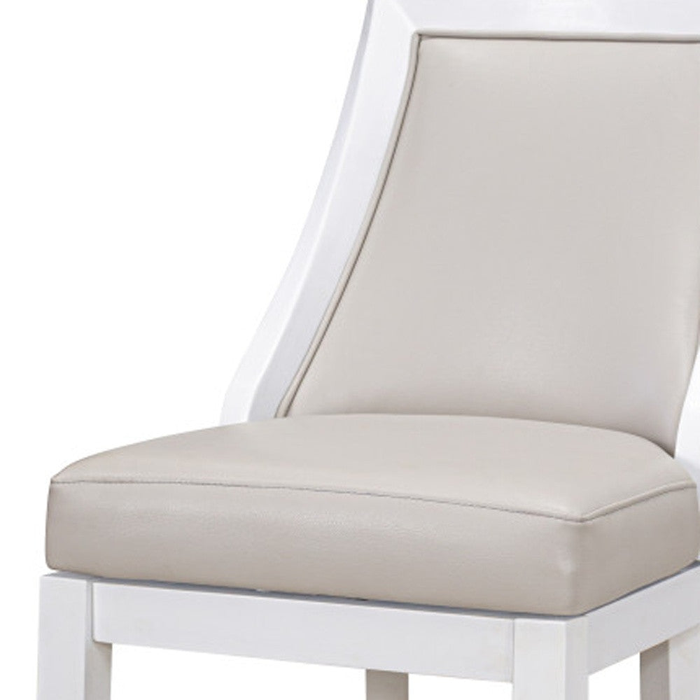 Gray & White Faux Leather & Solid Wood Bar Height Swivel Bar Chair