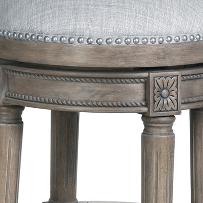 Gray Solid Wood Swivel Backless Counter Height Bar Chair