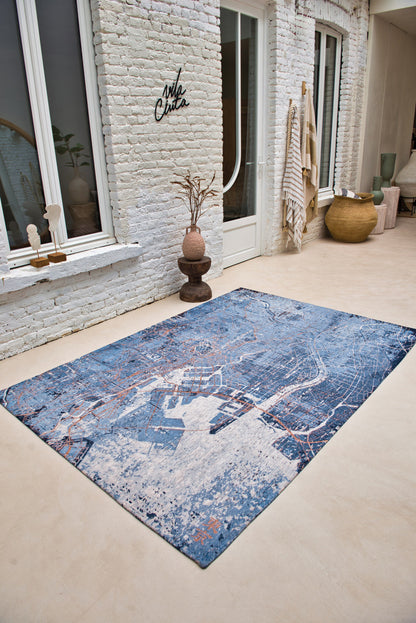 5 x 7 Blue & Black Non Skid Rug